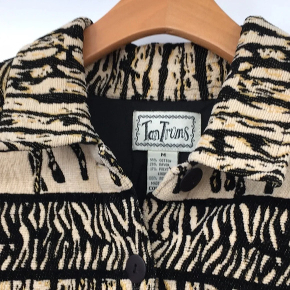 TanTrums Rare Jacket Womens M Vintage Brown Zebra Print Button Front Woven - Picture 4 of 11